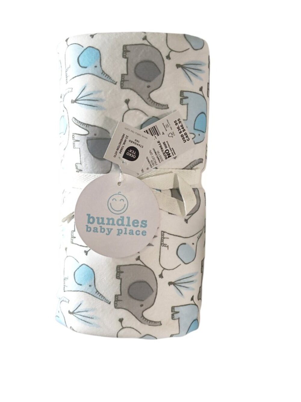 Bundles Baby Place Gray Blue Elephants Sherpa Security Lovey Blanket 28"X39" NEW